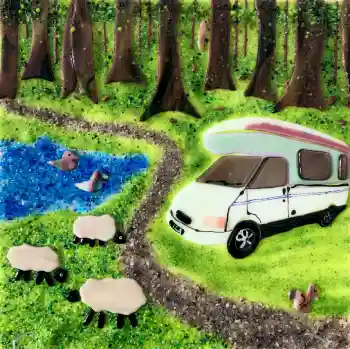 Motorhome commissioned glass piece