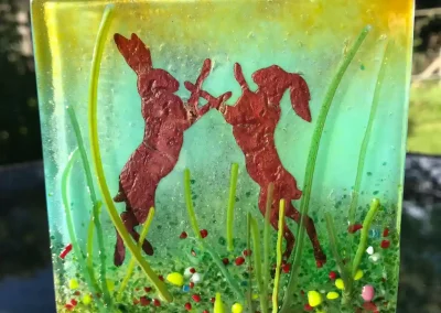 Glass art - March hares